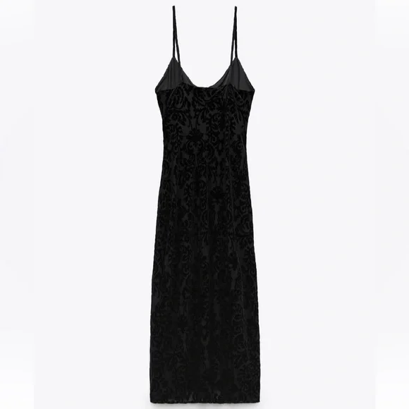 Zara Black Jacquard Dress with Rhinestone Buckle - Picture 4 of 8